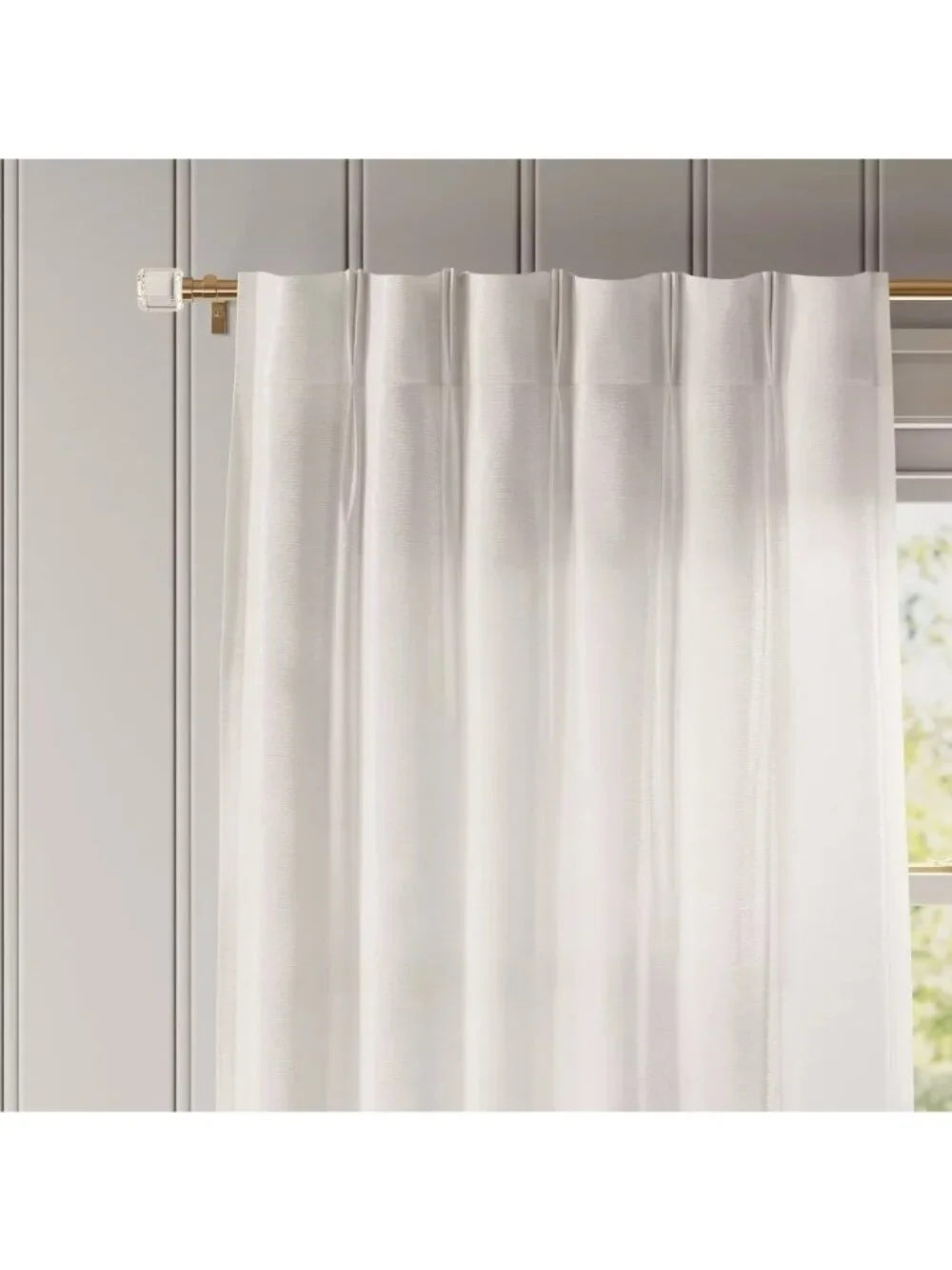 Threshold Light Filtering Pebbled Satin Ivory Off White Curtain Panel 34